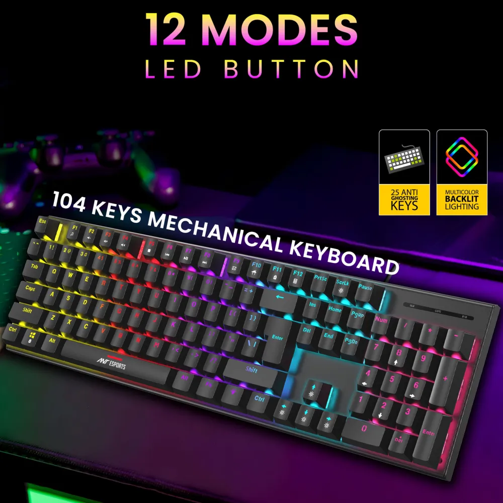 Ant Esports USB Mechanical Gaming Keyboard Mouse Combo (Thunder30) RGB view 3